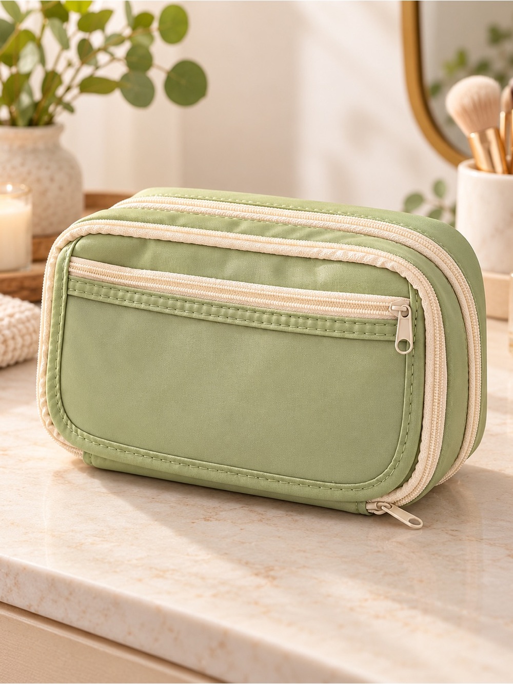 Green Travel Organizer Pouch - Versatile Storage Case